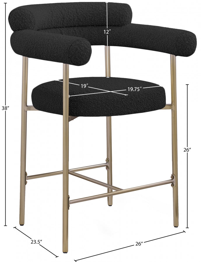 Blake Boucle Fabric Upholstered Counter Stool — 993-C - Black - 993Black-C Dim
