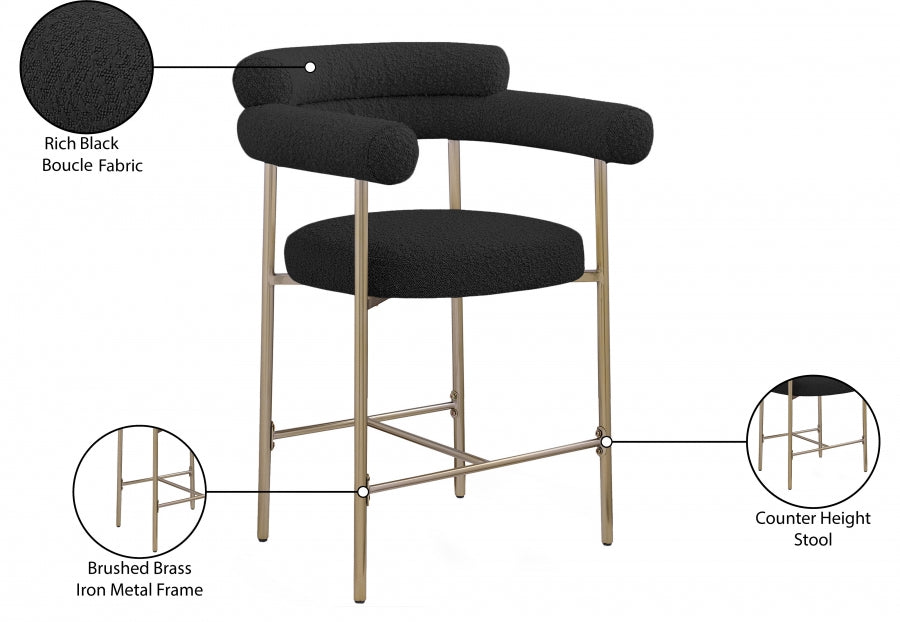 Blake Boucle Fabric Upholstered Counter Stool — 993-C - Black - 993Black-C Infographic