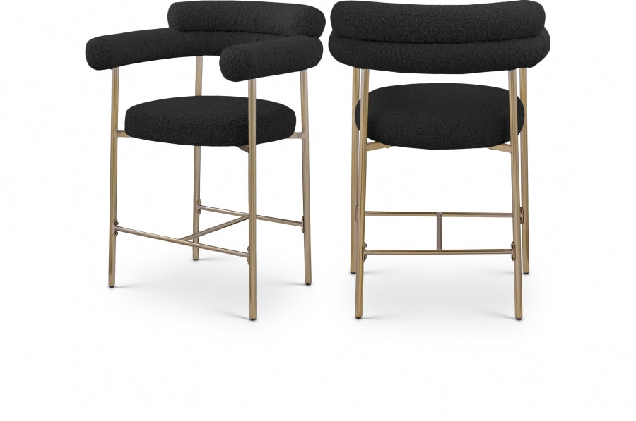 Blake Boucle Fabric Upholstered Counter Stool — 993-C - Black - 993Black-C Double Chair
