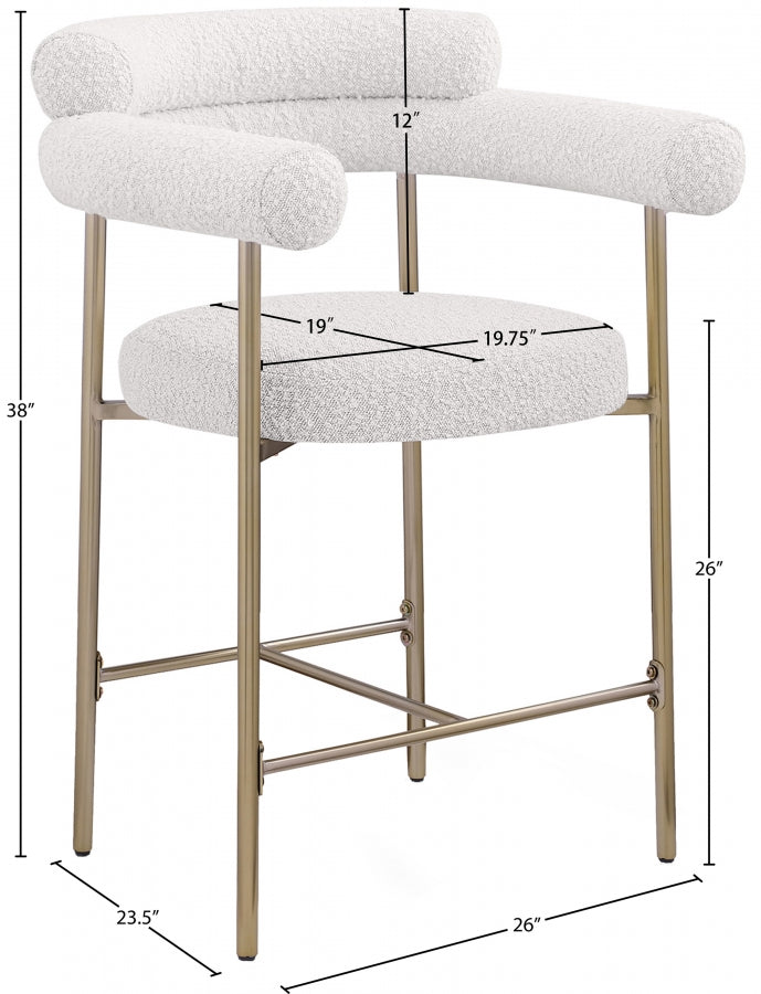Blake Boucle Fabric Upholstered Counter Stool — 993-C - Cream - 993Cream-C Dim