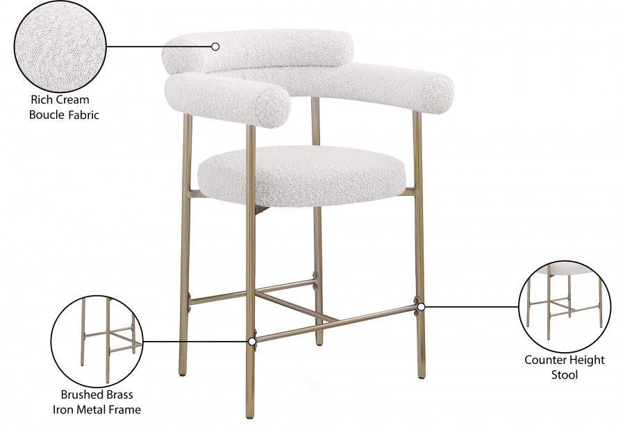 Blake Boucle Fabric Upholstered Counter Stool — 993-C - Cream - 993Cream-C Infographic