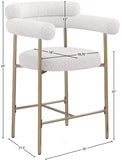 Blake Boucle Fabric Upholstered Counter Stool — 993-C - Cream - 993Cream-C Dim