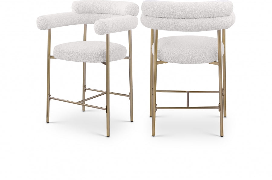 Blake Boucle Fabric Upholstered Counter Stool — 993-C - Cream - 993Cream-C Double Chair