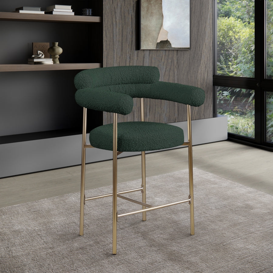 Blake Boucle Fabric Upholstered Counter Stool — 993-C - Green - 993Green-C alternate view 1