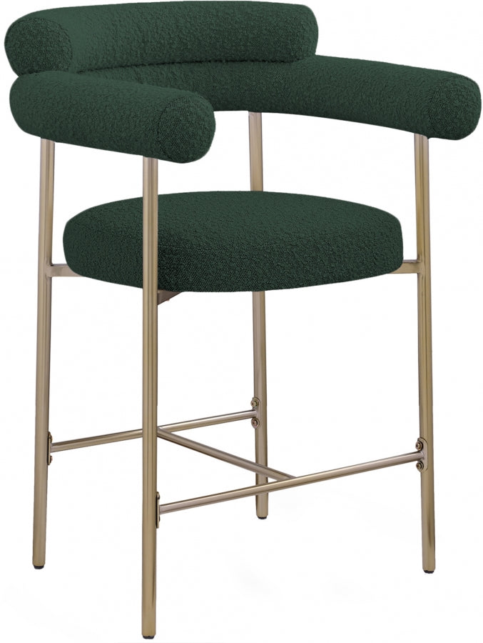 Blake Boucle Fabric Upholstered Counter Stool — 993-C - Green - 993Green-C