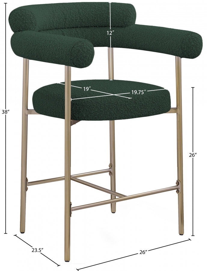 Blake Boucle Fabric Upholstered Counter Stool — 993-C - Green - 993Green-C Dim