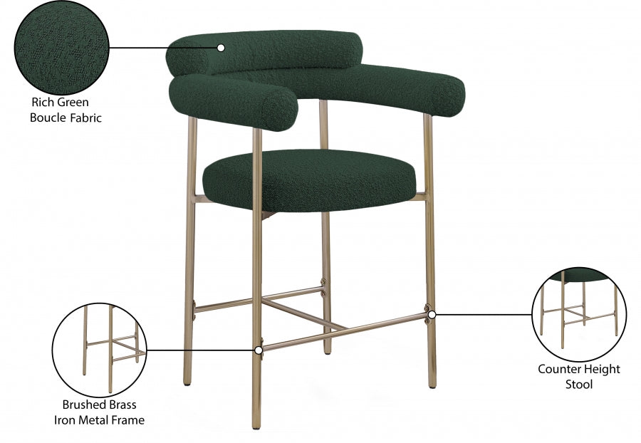Blake Boucle Fabric Upholstered Counter Stool — 993-C - Green - 993Green-C Infographic