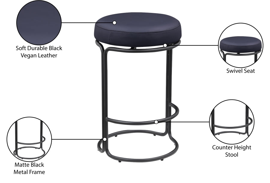 Madison Vegan Leather Upholstered Counter Stool — 984-C - Black - 984Black-C Infographic