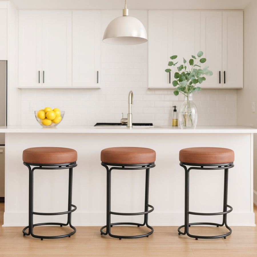 Madison Vegan Leather Upholstered Counter Stool — 984-C - Cognac - 984Cognac-C alternate view 1