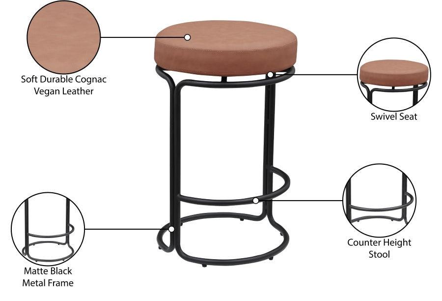 Madison Vegan Leather Upholstered Counter Stool — 984-C - Cognac - 984Cognac-C Infographic
