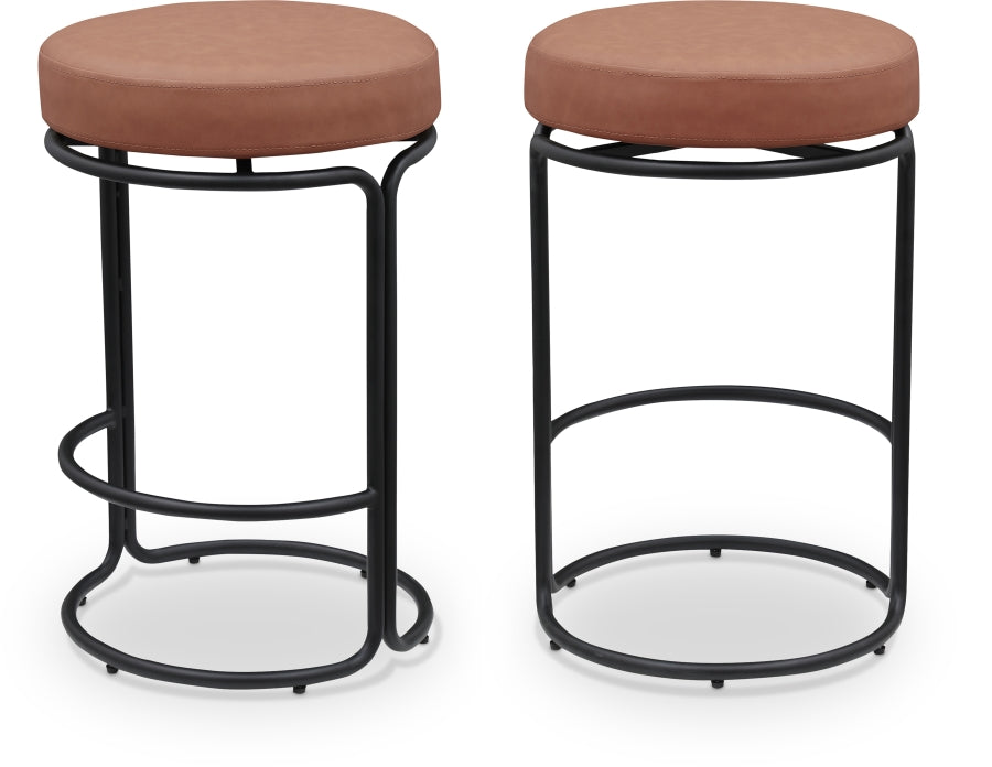 Madison Vegan Leather Upholstered Counter Stool — 984-C - Cognac - 984Cognac-C Double Chair