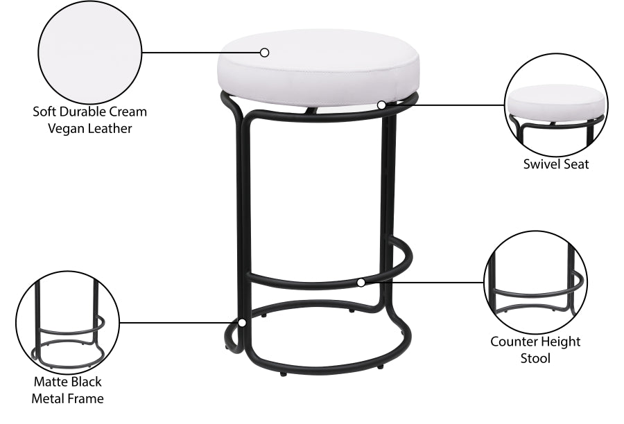 Madison Vegan Leather Upholstered Counter Stool — 984-C - Cream - 984Cream-C Infographic