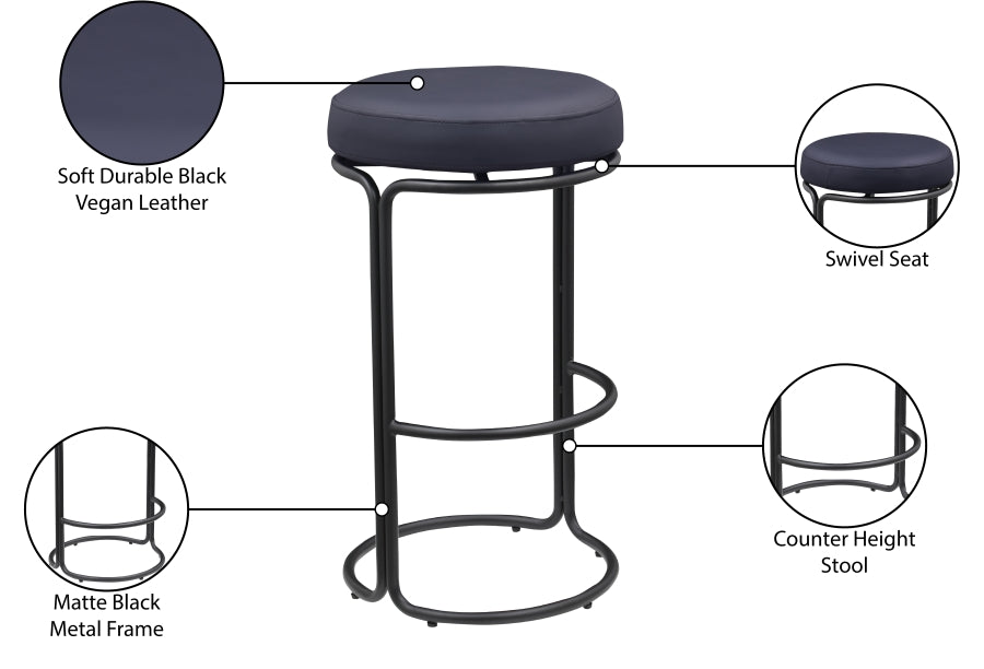 Madison Vegan Leather Upholstered Bar Stool — 985-C - Black - 985Black-C Infographic