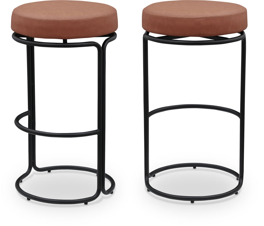 Madison Vegan Leather Upholstered Bar Stool — 985-C - Cognac - 985Cognac-C Double Chair