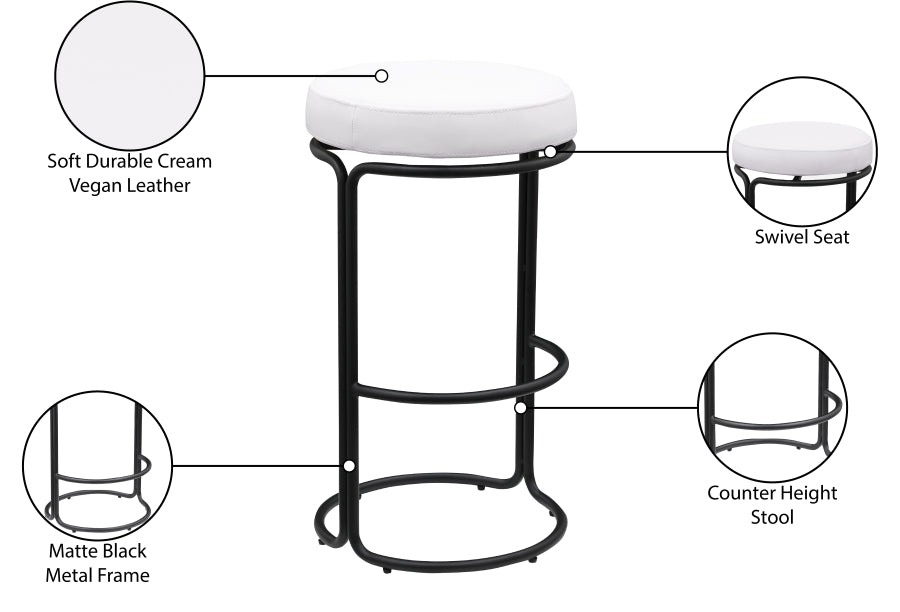 Madison Vegan Leather Upholstered Bar Stool — 985-C - Cream - 985Cream-C Infographic