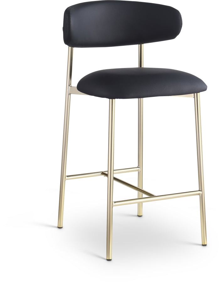 Lupita Vegan Leather Upholstered Counter Stool — 995-C - Black - 995Black-C