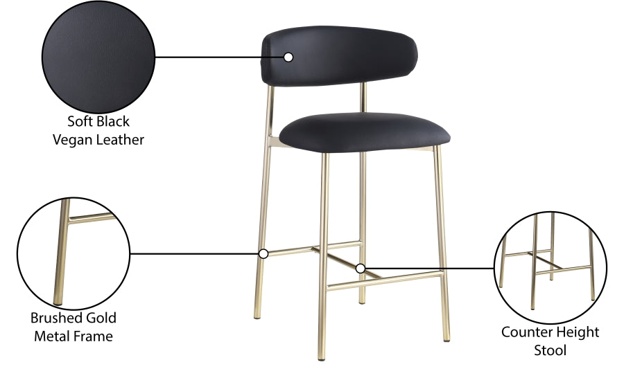Lupita Vegan Leather Upholstered Counter Stool — 995-C - Black - 995Black-C Infographic