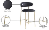 Lupita Vegan Leather Upholstered Counter Stool — 995-C - Black - 995Black-C Infographic