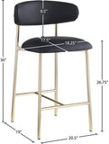 Lupita Vegan Leather Upholstered Counter Stool — 995-C - Black - 995Black-C Dim