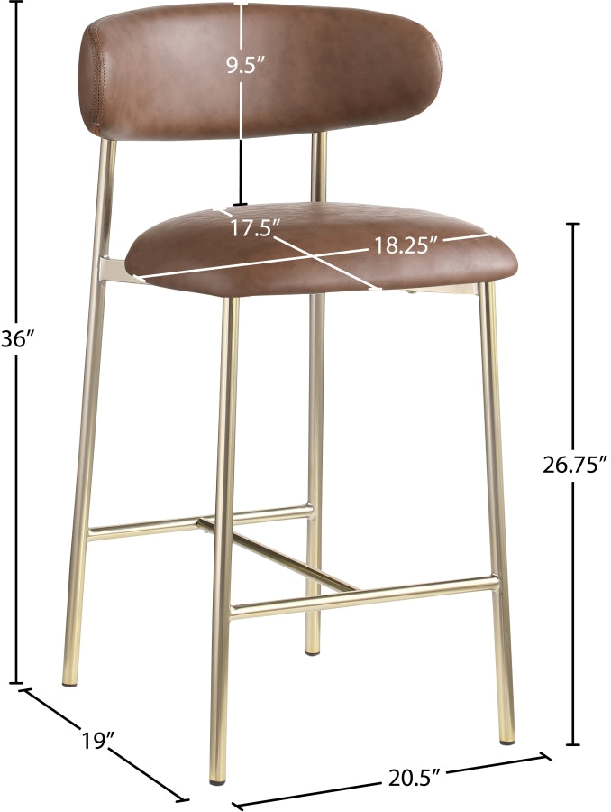 Lupita Vegan Leather Upholstered Counter Stool — 995-C - Brown - 995Brown-C Dim