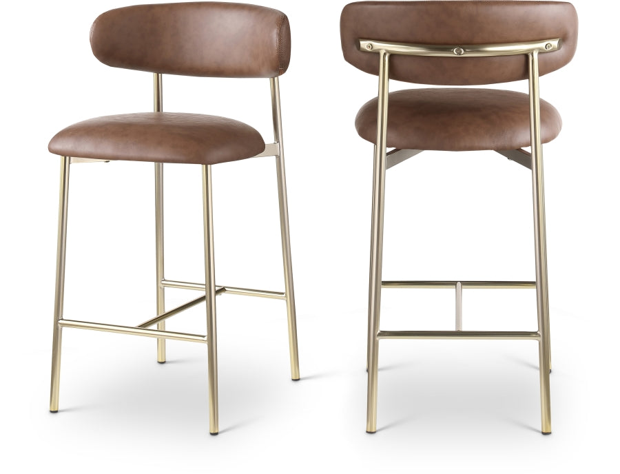 Lupita Vegan Leather Upholstered Counter Stool — 995-C - Brown - 995Brown-C Double Chair