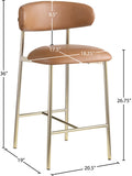 Lupita Vegan Leather Upholstered Counter Stool — 995-C - Cognac - 995Cognac-C Dim
