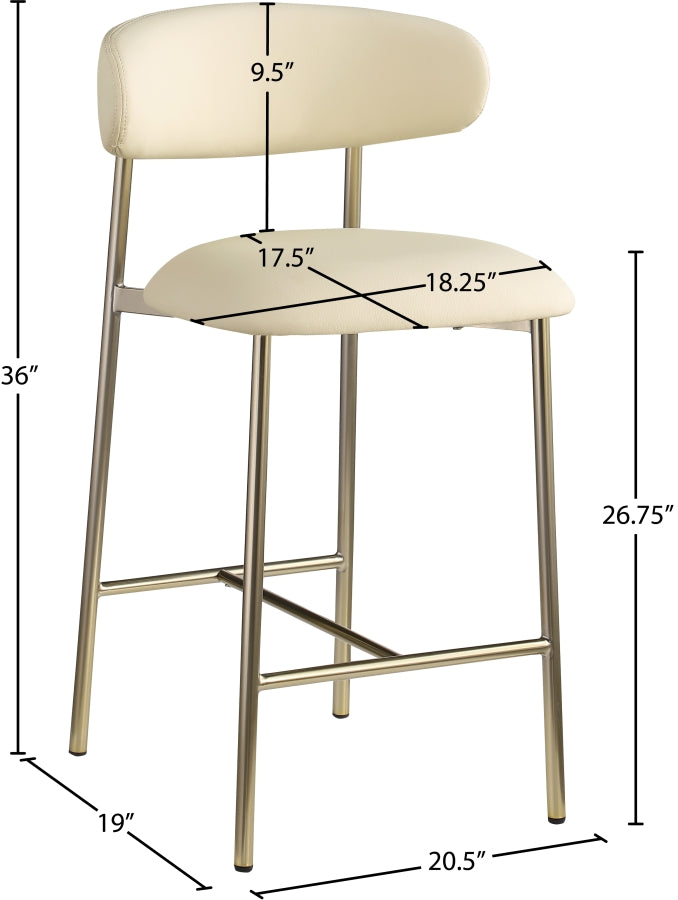 Lupita Vegan Leather Upholstered Counter Stool — 995-C - Cream - 995Cream-C Dim