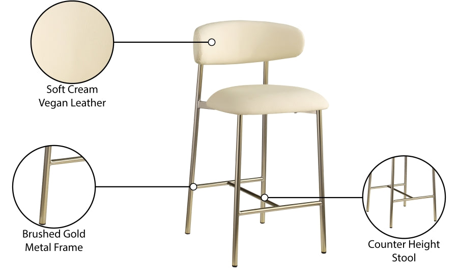 Lupita Vegan Leather Upholstered Counter Stool — 995-C - Cream - 995Cream-C Infographic