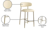 Lupita Vegan Leather Upholstered Counter Stool — 995-C - Cream - 995Cream-C Infographic