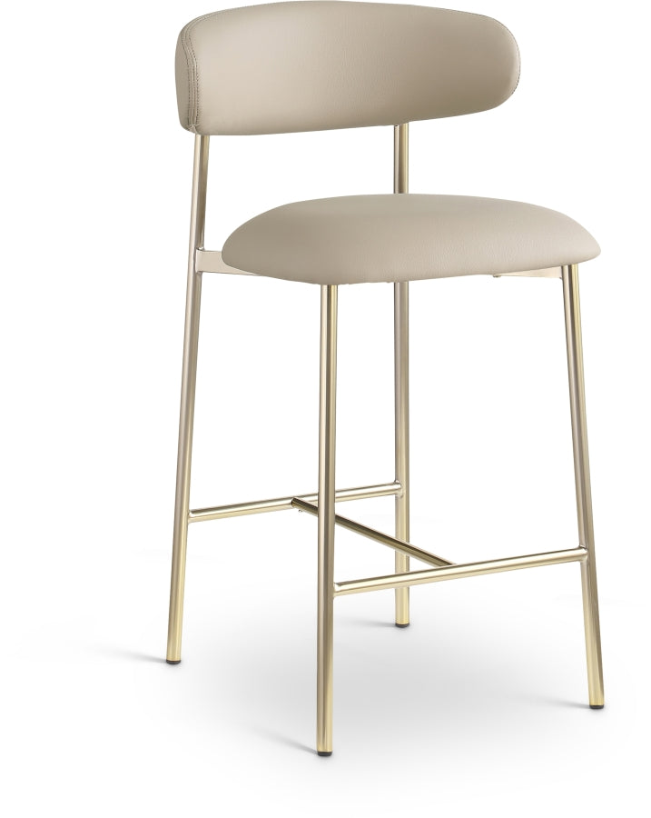 Lupita Vegan Leather Upholstered Counter Stool — 995-C - Taupe - 995Taupe-C