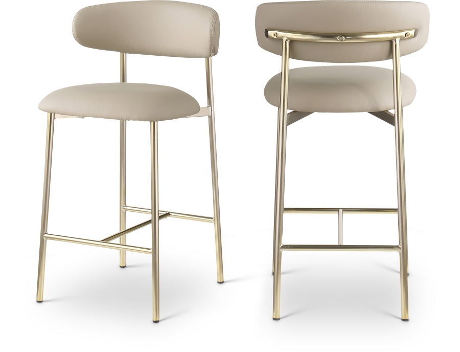 Lupita Vegan Leather Upholstered Counter Stool — 995-C - Taupe - 995Taupe-C Double Chair
