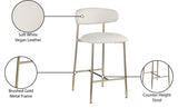 Lupita Vegan Leather Upholstered Counter Stool — 995-C - White - 995White-C Infographic