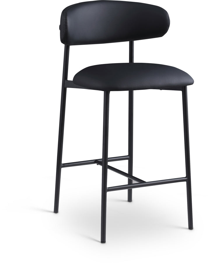 Lupita Vegan Leather Upholstered Counter Stool — 996-C - Black - 996Black-C