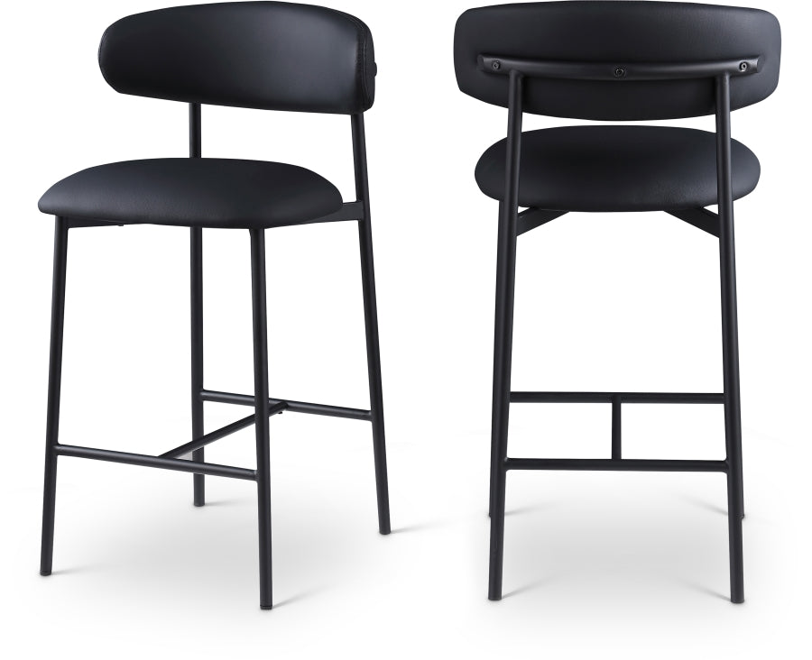 Lupita Vegan Leather Upholstered Counter Stool — 996-C - Black - 996Black-C Double Chair