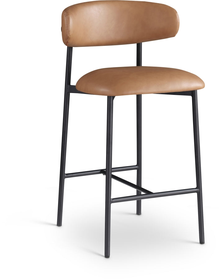 Lupita Vegan Leather Upholstered Counter Stool — 996-C - Cognac - 996Cognac-C