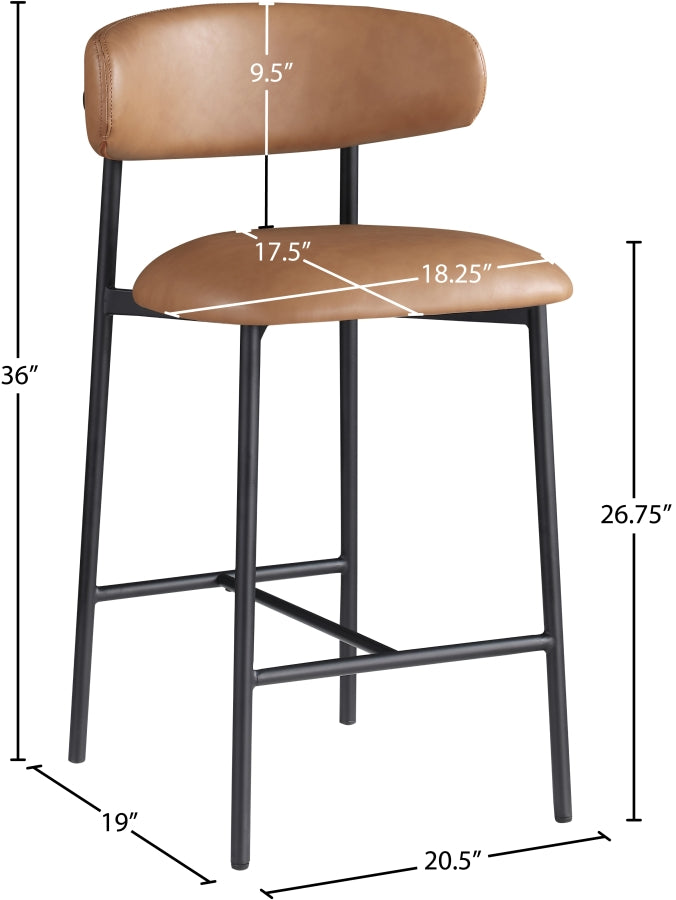 Lupita Vegan Leather Upholstered Counter Stool — 996-C - Cognac - 996Cognac-C Dim