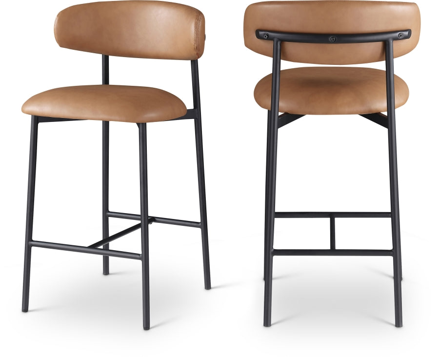 Lupita Vegan Leather Upholstered Counter Stool — 996-C - Cognac - 996Cognac-C Double Chair