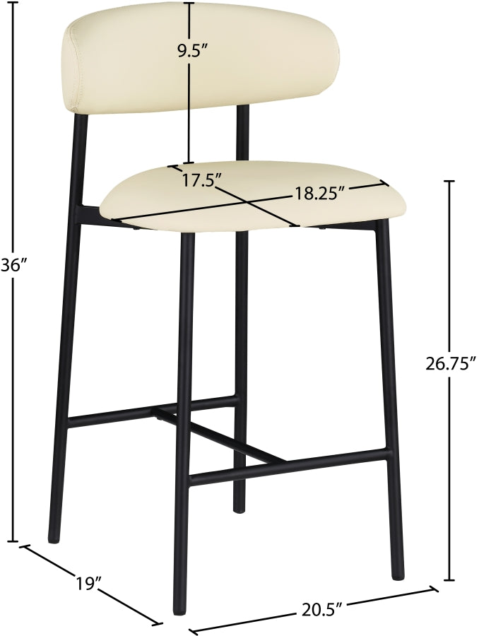 Lupita Vegan Leather Upholstered Counter Stool — 996-C - Cream - 996Cream-C Dim
