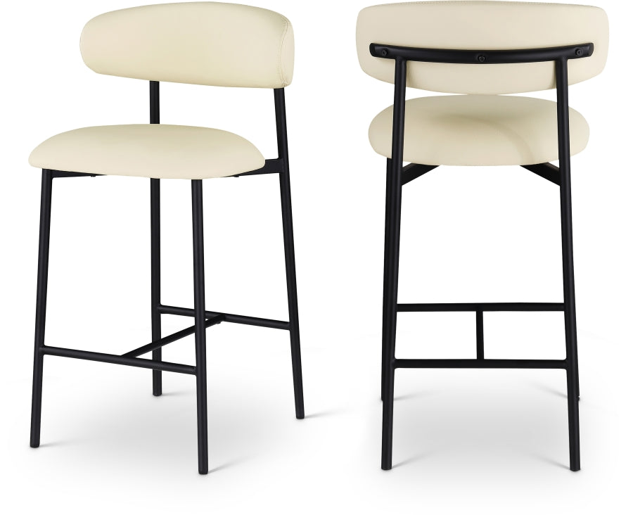 Lupita Vegan Leather Upholstered Counter Stool — 996-C - Cream - 996Cream-C Double Chair