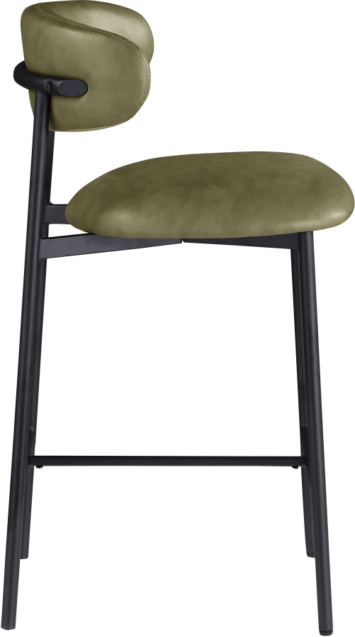 Lupita Vegan Leather Upholstered Counter Stool — 996-C - Olive - 996Olive-C alternate view 3