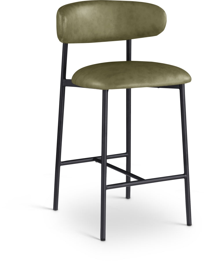 Lupita Vegan Leather Upholstered Counter Stool — 996-C - Olive - 996Olive-C