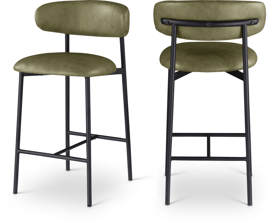 Lupita Vegan Leather Upholstered Counter Stool — 996-C - Olive - 996Olive-C Double Chair