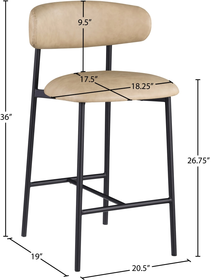 Lupita Vegan Leather Upholstered Counter Stool — 996-C - Tan - 996Tan-C Dim
