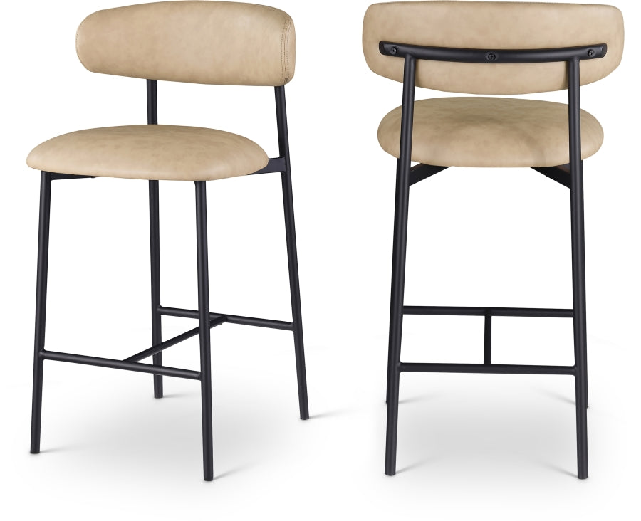 Lupita Vegan Leather Upholstered Counter Stool — 996-C - Tan - 996Tan-C Double Chair
