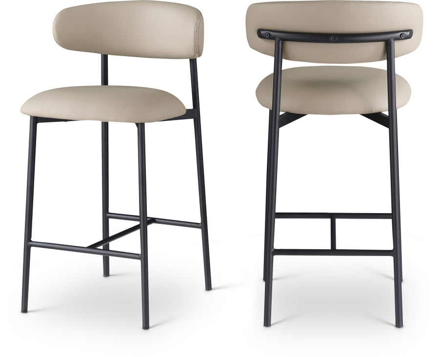 Lupita Vegan Leather Upholstered Counter Stool — 996-C - Taupe - 996Taupe-C Double Chair