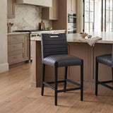 Aimee Vegan Leather Upholstered Counter Stool — 11029-C - Black - 11029Black-C alternate view 1