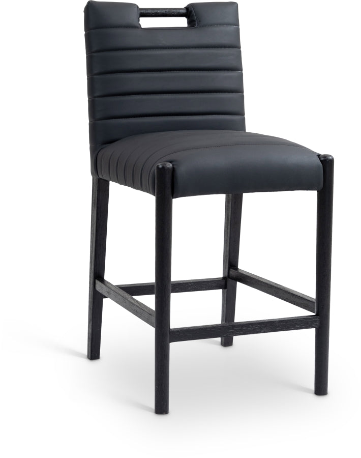 Aimee Vegan Leather Upholstered Counter Stool — 11029-C - Black - 11029Black-C
