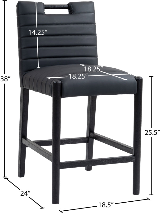 Aimee Vegan Leather Upholstered Counter Stool — 11029-C - Black - 11029Black-C Dim