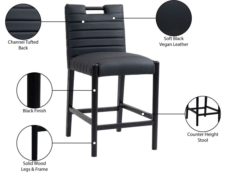 Aimee Vegan Leather Upholstered Counter Stool — 11029-C - Black - 11029Black-C Infographic