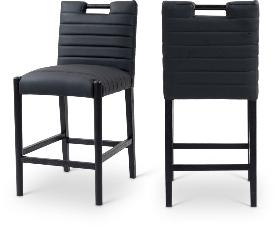 Aimee Vegan Leather Upholstered Counter Stool — 11029-C - Black - 11029Black-C Double Chair